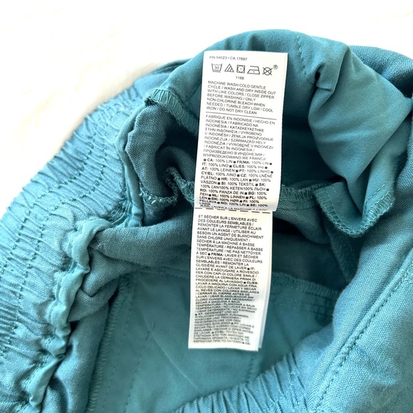 Athleta Playa Linen Borealis Green Wide Leg Crop Pants - Picture 7 of 14